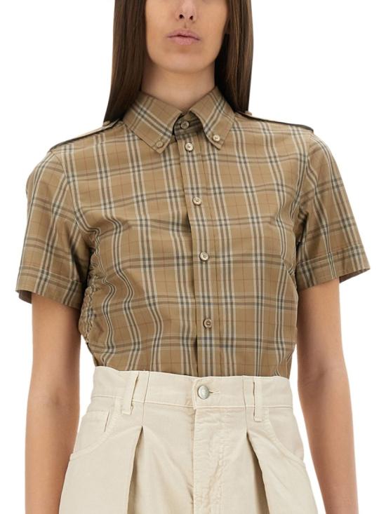 25SS 버버리 슬림 핏 체크 코튼 셔츠 8107968 C2044 Brown - BURBERRY