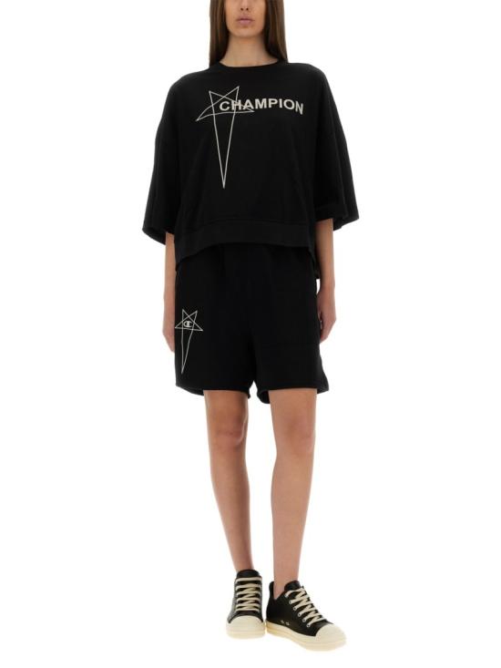 25SS 릭오웬스 x 챔피온 반팔 티셔츠 CW01E1677 CHJG09 Black - RICK OWENS X CHAMPIONS