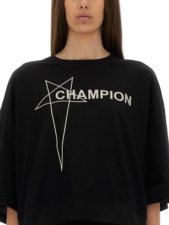 25SS 릭오웬스 x 챔피온 반팔 티셔츠 CW01E1677 CHJG09 Black - RICK OWENS X CHAMPIONS