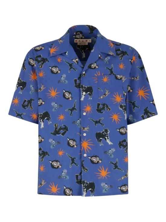 25FW 마르니 반팔 셔츠 CUMU0213A5UTC543WDB62 GLASS BLUE