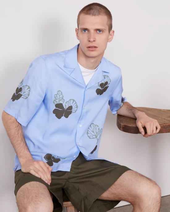 25SS 오피신 제네랄 반팔 셔츠 S25MSHI009 DREAMBLUE OLIVE Blue - OFFICINE GENERALE