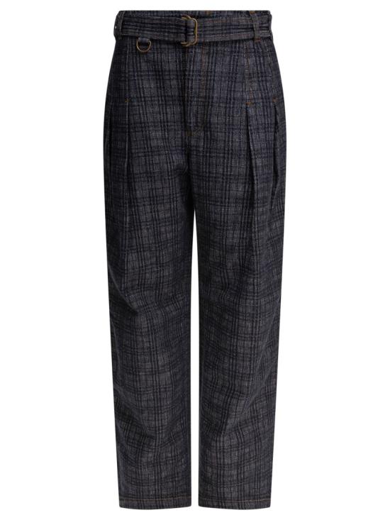 25FW 버버리 하이 라이즈 와이드 체크 데님 진 8110727 Blue