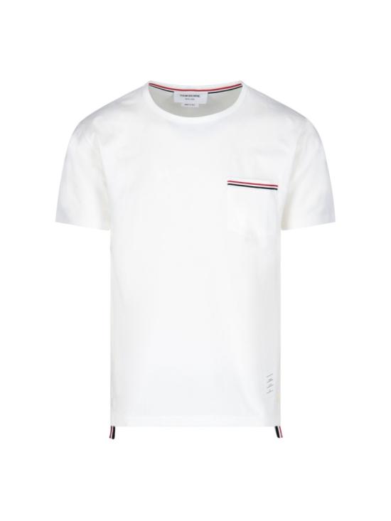 25FW 톰브라운 미디움 웨이트 저지 팁 포켓 크루넥 티셔츠 MJS010A 01454100 White