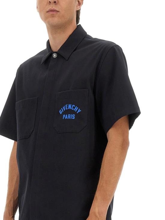 25FW 지방시 반팔 셔츠 BM615H164P 401 Blue - GIVENCHY
