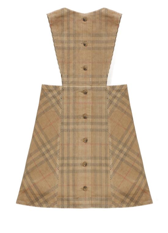 25FW [키즈] 버버리 원피스 8108410 KG2 HALIMA CORD CHKA7028 Beige - BURBERRY