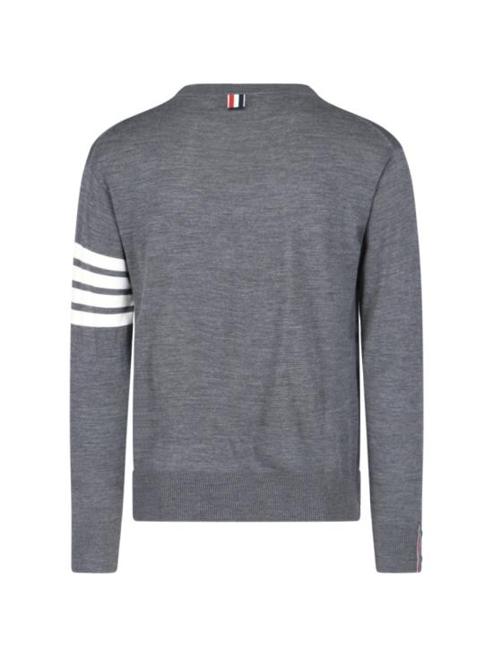 25FW 톰브라운 사선완장 메리노 울 니트 MKA002A Y1014038 Grey - THOM BROWNE