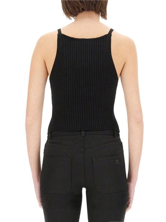  쿠레쥬 포인티 립 니트 탱크탑 VESMTO042 FI00019999 Black - COURREGES