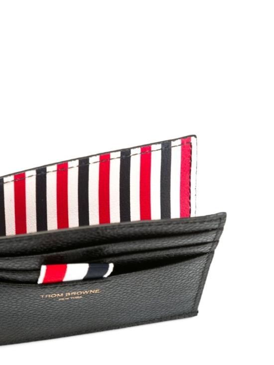  톰브라운 페블 그레인 레더 스트라이프 노트 카드 홀더 MAW031L 00198001 Black - THOM BROWNE