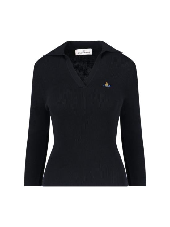 25FW 비비안웨스트우드 MARINA 마리나 오브 자수 폴로 스웨터 18030040 Y001VN401 Black