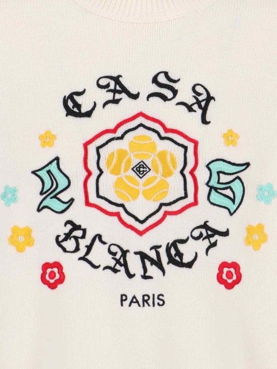 25FW 카사블랑카 스웨터 M AW25 KW 1105 01 BOSOZUKU White - CASABLANCA