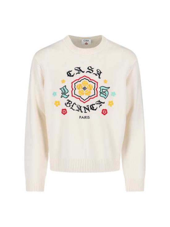 25FW 카사블랑카 스웨터 M AW25 KW 1105 01 BOSOZUKU White