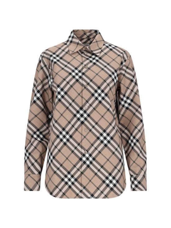  버버리 체크 울 블렌드 셔츠 8093314C1202 Brown