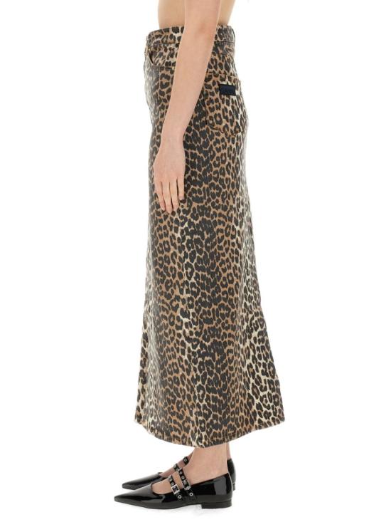  가니 프린트 데님 맥시 슬릿 스커트 J1445 943 Brown - GANNI