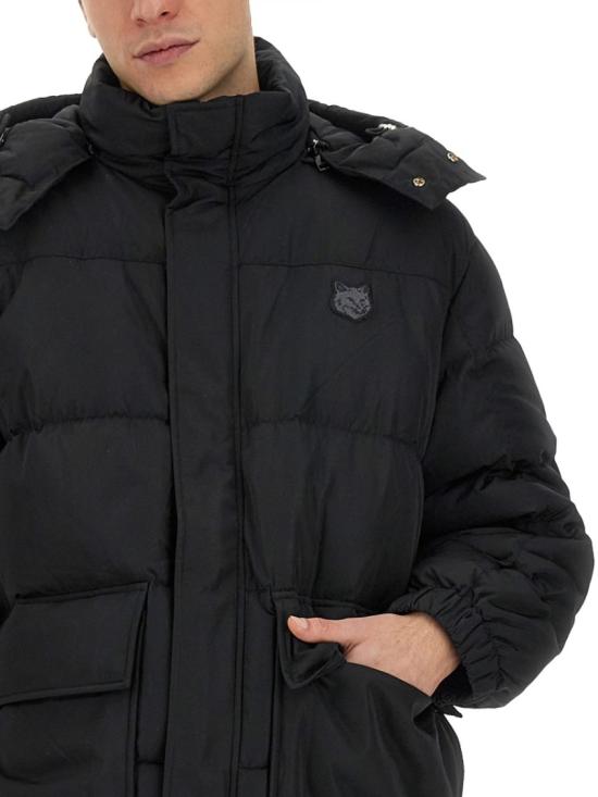  메종키츠네 후드 퍼퍼 자켓 나일론 볼드 폭스 헤드 패치 LM02204WQ4016 BLACK - MAISON KITSUNE