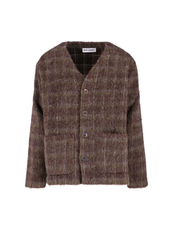 25FW 아워레가시 가디건 도르프 체크 헤어리 울 M4256CDDORF CHECK HAIRY WOOL Brown