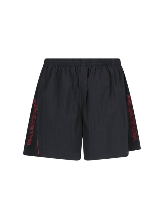  발렌시아가 로고 자수 쇼츠 814568 TRO321000 Black