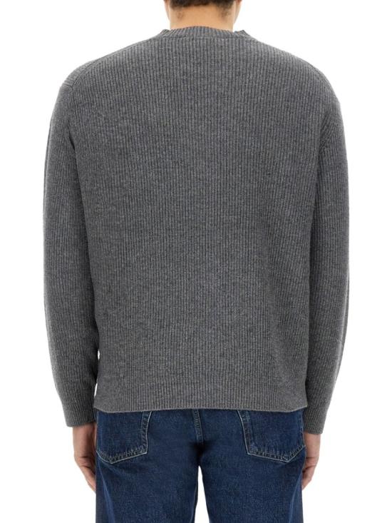  메종키츠네 볼드 폭스 헤드 패치 컴포트 립드 가디건 NM00501KT1093 H131 Grey - MAISON KITSUNE