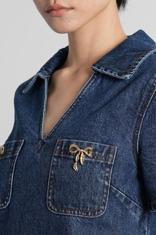 25FW 셀프 포트레이트 데님 원피스 422953 PF25 812S BLUE - SELF PORTRAIT