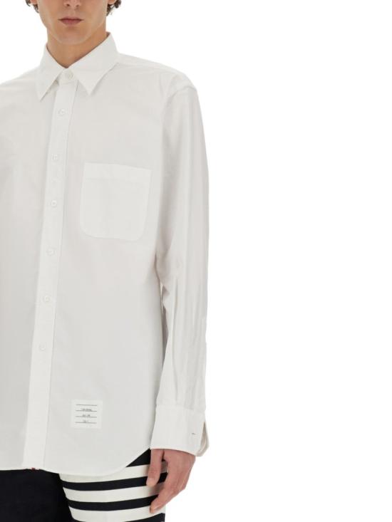  톰브라운 옥스포드 클래식 그로그랭 플래킷 셔츠 MWL010E F0313100 White - THOM BROWNE