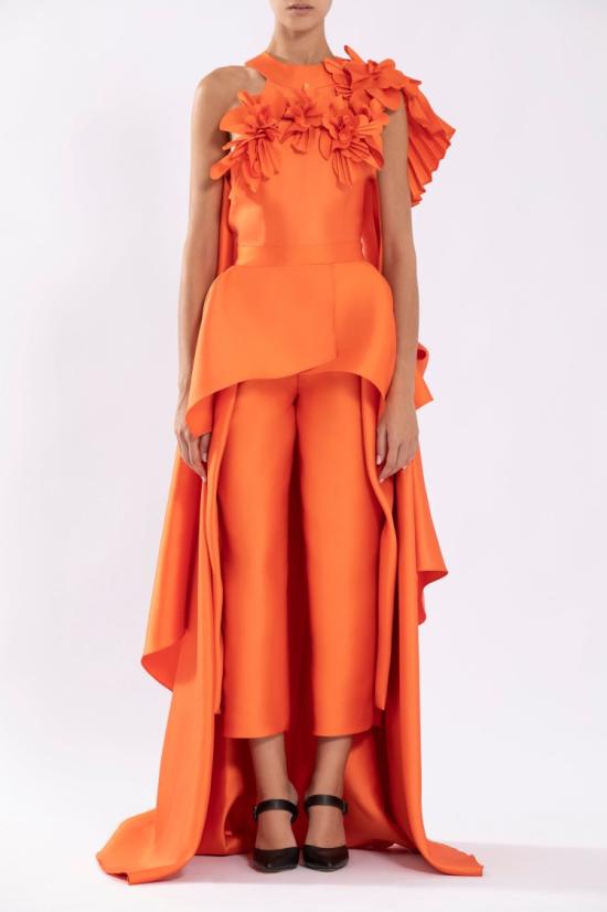  사이드 코베이시 점프수트 비대칭 컷과 매칭 자수가 있는 미카도 - SAIID KOBEISY