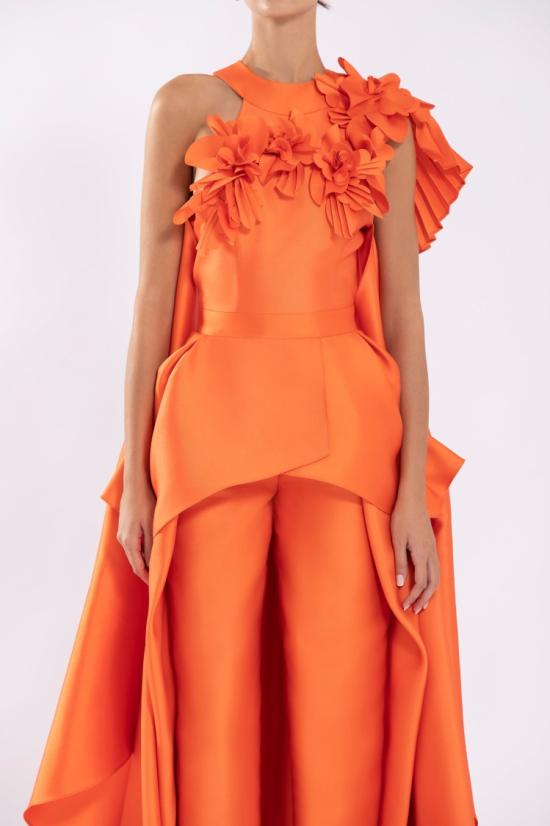  사이드 코베이시 점프수트 비대칭 컷과 매칭 자수가 있는 미카도 - SAIID KOBEISY