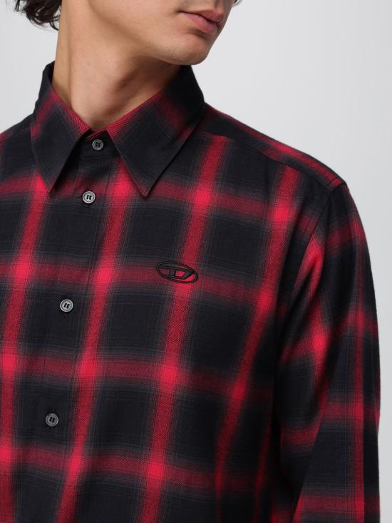 25FW 디젤 S-심플리 체크 셔츠  A185020HGBT 9XXA Red - DIESEL