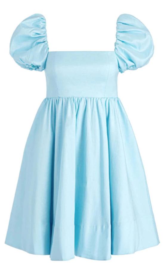  앨리스 앤 올리비아 숏 원피스 앨리스 + 올리비아 샤릴린 퍼프 슬리브 스퀘어넥 보타이 백 미니 드레스 - ALICE & OLIVIA