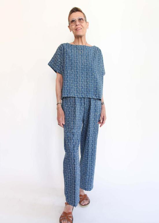  Maelu Designs 스트레이트 팬츠 라운지  인디고 트위기