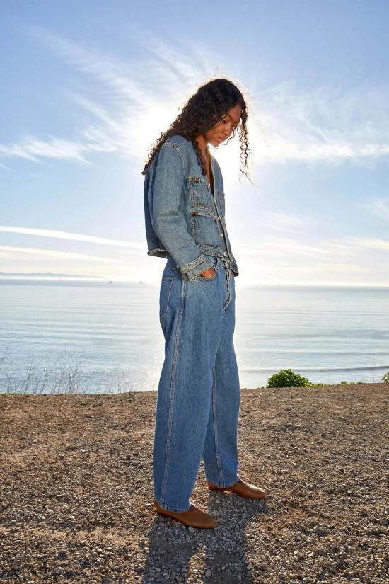  제시 캄 데님 팬츠 제시 캠 캘리포니아 와이드 진 카우보이 블루 - JESSE KAMM