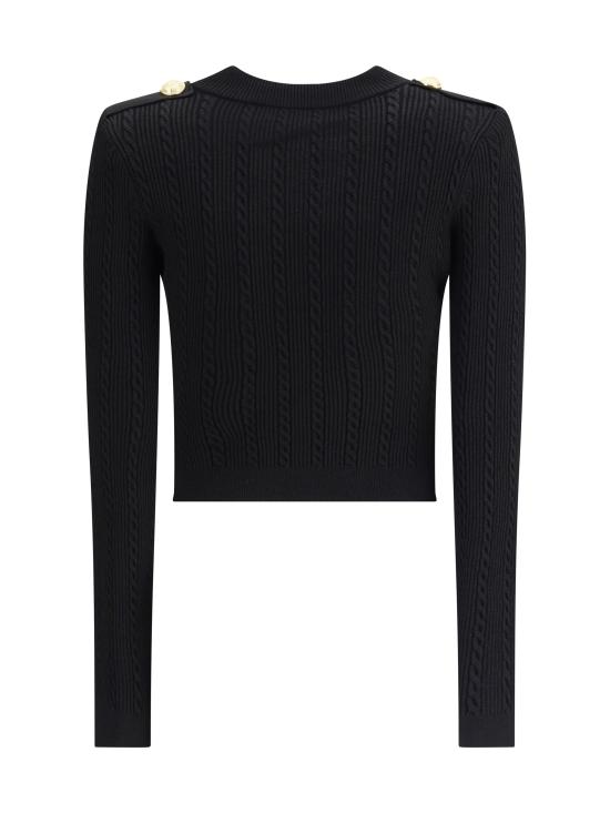 25FW 발망 리브드 앤 브레이디드 가디건  FF1KL245KI50 0PA BLACK - BALMAIN