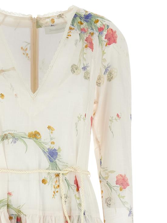 25FW 짐머만 롱 원피스 4729DSS252CRMBQFLO White - ZIMMERMANN