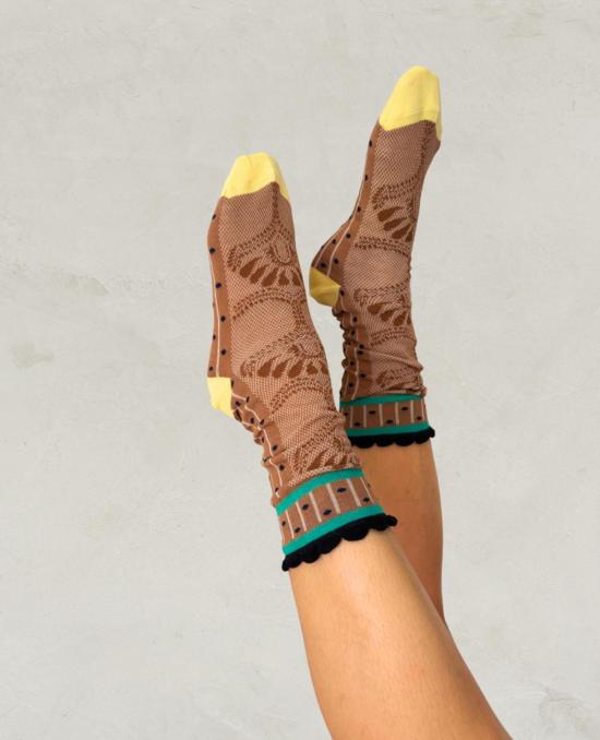  익스퀴짓 제이 양말 절묘한 J 파올리나 자카드  월넛/카스피안