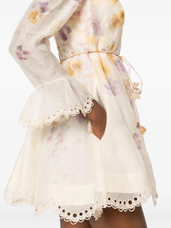 25FW 짐머만 미디 원피스 4693DF252 PSFL White - ZIMMERMANN