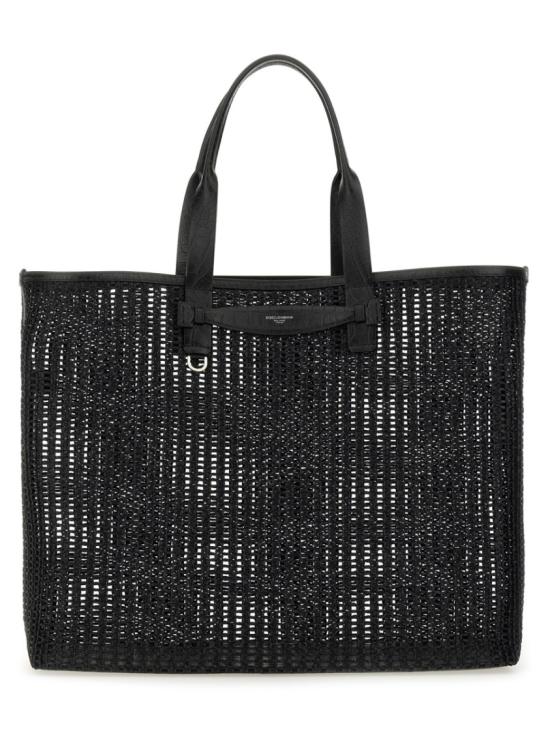  돌체앤가바나 Woven mesh and calfskin 쇼퍼백 BM2453 A9O948B956 Black