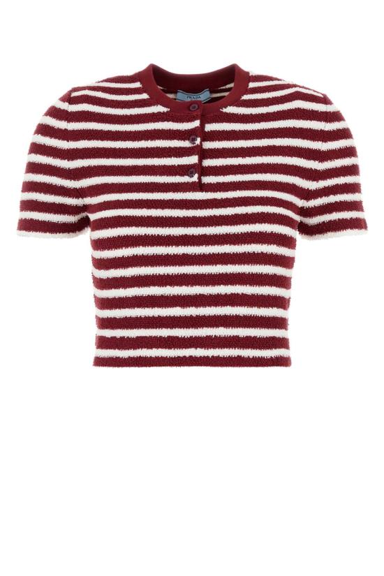 25FW 프라다 반팔 티셔츠 P24N2TSOOO16VI F038I STRIPPED