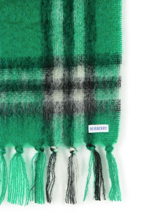 25FW 버버리 체크 모헤어 울 스카프 8112968C3082 GREEN - BURBERRY