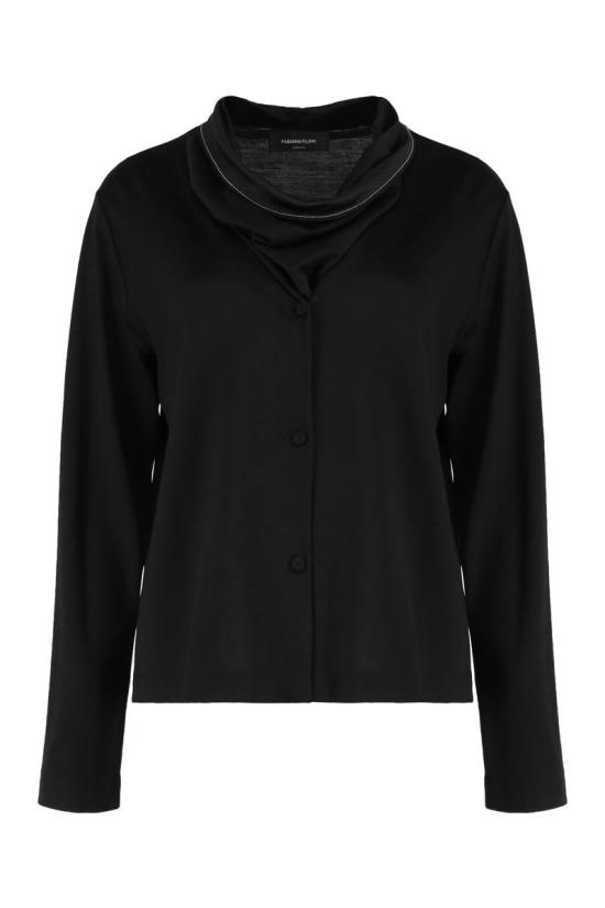 25FW 파비아나 필리피 카울넥 버튼 셔츠  TPD225F532L679 825 Black