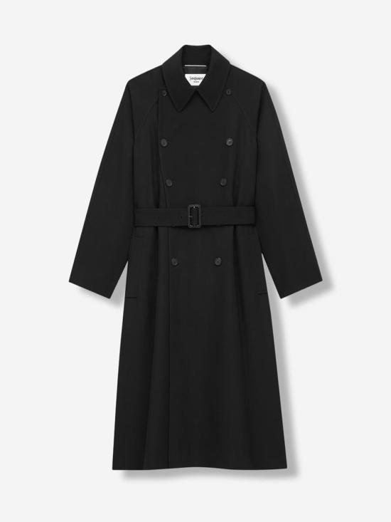 25FW 생로랑 그랑 드 뿌드르 소재 롱 코트  848512Y5J40 1000 Black