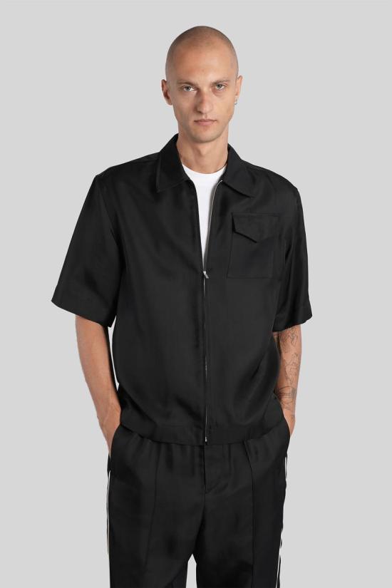 25FW 질샌더 반팔 셔츠 422396 J61DL0056J65280 Black