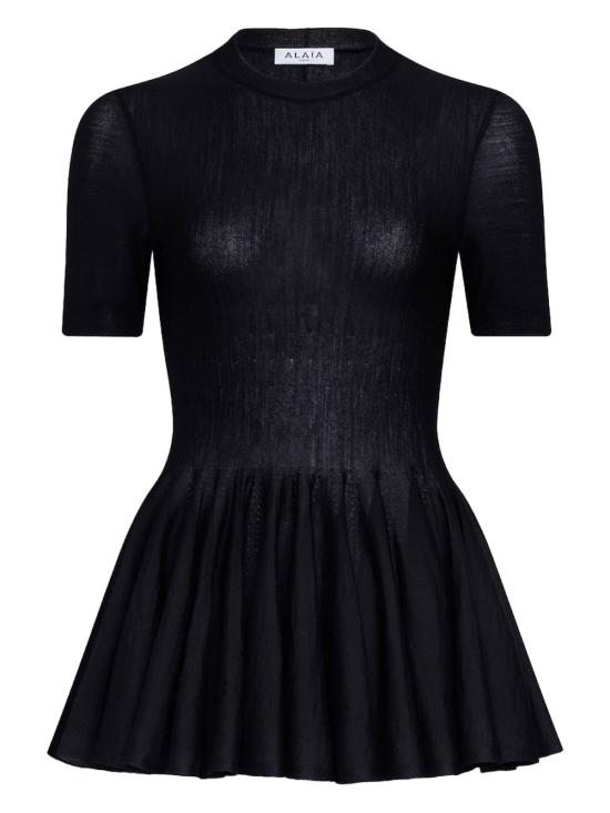 25FW 알라이아 반팔 티셔츠 AA9H1235M922B 995 NOIR ALAIA