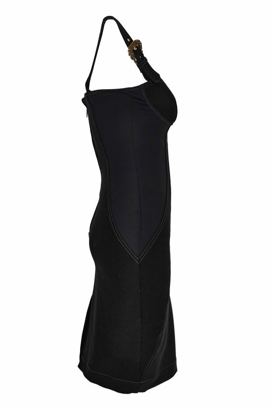 25FW 베르사체 미디 원피스 79HAO94M DT037909 Black - VERSACE