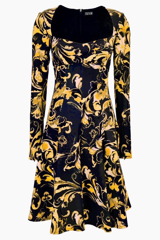 25FW 베르사체 미디 원피스 79HAO903 NS565G89 Black