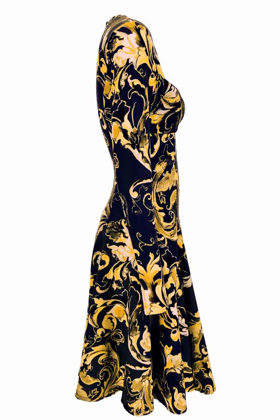 25FW 베르사체 미디 원피스 79HAO903 NS565G89 Black - VERSACE