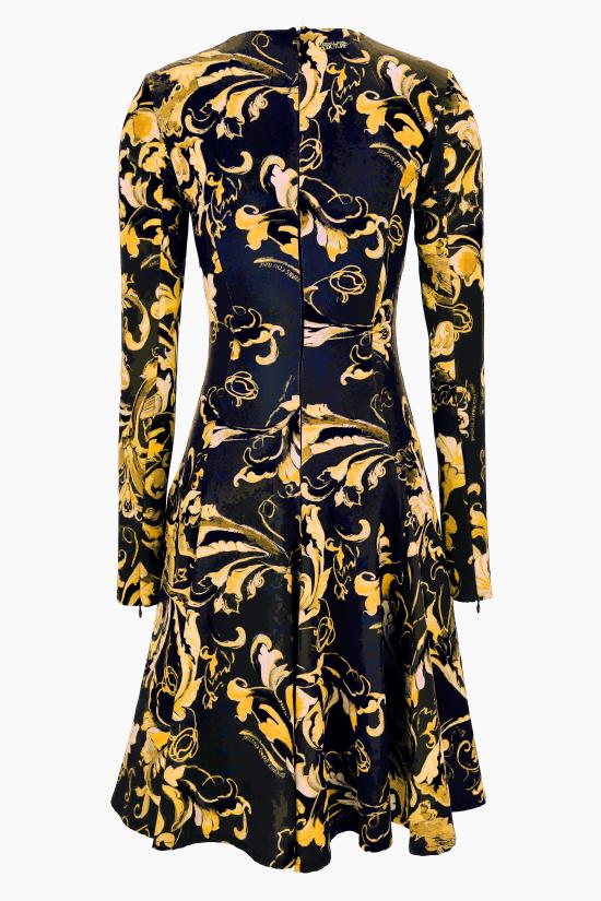 25FW 베르사체 미디 원피스 79HAO903 NS565G89 Black - VERSACE