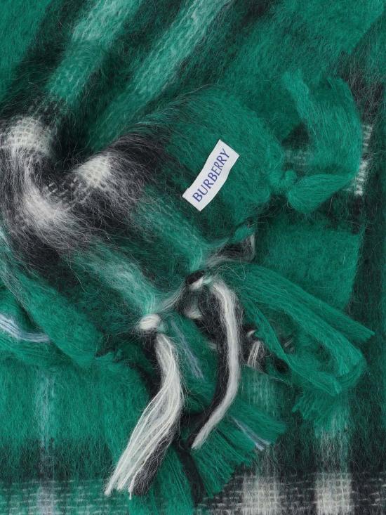 25FW 버버리 체크 모헤어 울 스카프 8112968 C3082 Green - BURBERRY