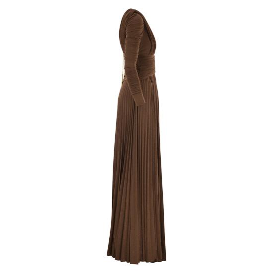 25FW 엘리자베타프랜치 네크리스 루렉스 저지 레드카펫 드레스 ABR4057E2 BROWN - ELISABETTA FRANCHI