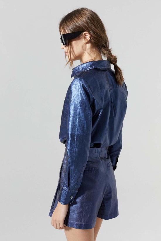  Lanhtropy 숏팬츠 란트로피 프리다 메탈릭 리넨 반바지 다크 블루 - OTHER BRANDS