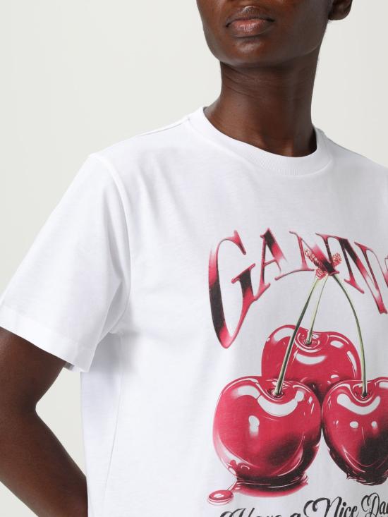 25FW 가니 반팔 티셔츠 T4004 151 White - GANNI