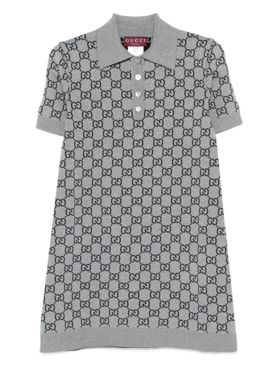 25FW 구찌 울 자카드 폴로 드레스 836164 XKEJP1045 GG