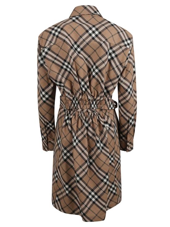 버버리 체크 울 블렌드 셔츠 드레스 8095080 C1202 Brown - BURBERRY